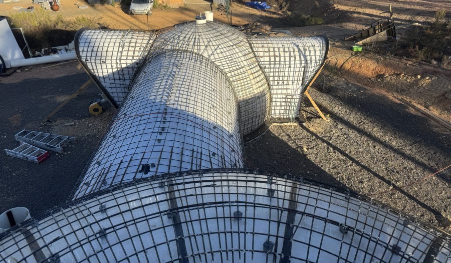 The dome molds ready for shot crete